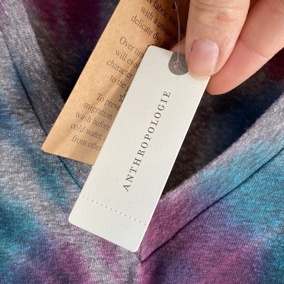 ANTHROPOLOGIE t.la Purple Tie Dye Tee NWT - Picture 3 of 6